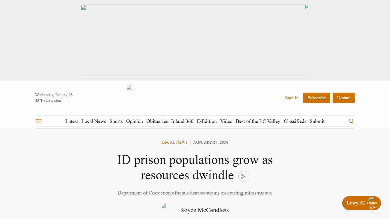 ID prison populations grow as resources dwindle